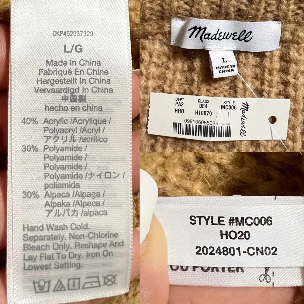 Madewell Charley Pullover Sweater Women's Large Knit Crew‎ Neck